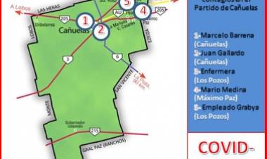 COVID-19: Cañuelas pasó a tener 5 casos activos en el distrito - Mapa de contagio al 3 de junio