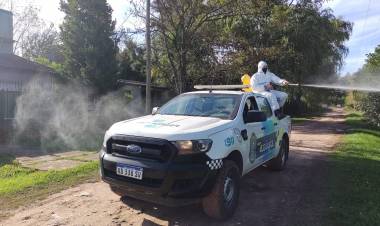 Importante operativo de desinfección en el corredor de la Ruta 205