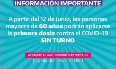 La vacunación sin turno se ampliará a mayores de 60 años