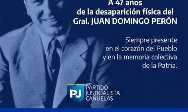 Homenaje del PJ Cañuelas ante el aniversario de muerte del General Juan D. Perón 1974-2021