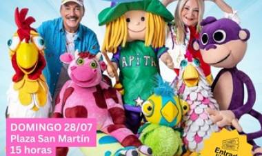 Las vacaciones de invierno cierran con un show gratuito de Plim Plim y sus amigos