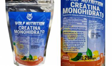 ANMAT prohíbe el suplemento dietario "WOLF NUTRITION" hecho en Cañuelas