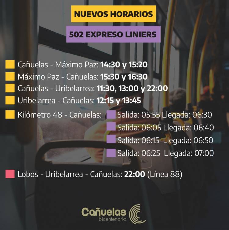 Nuevos horarios de colectivos